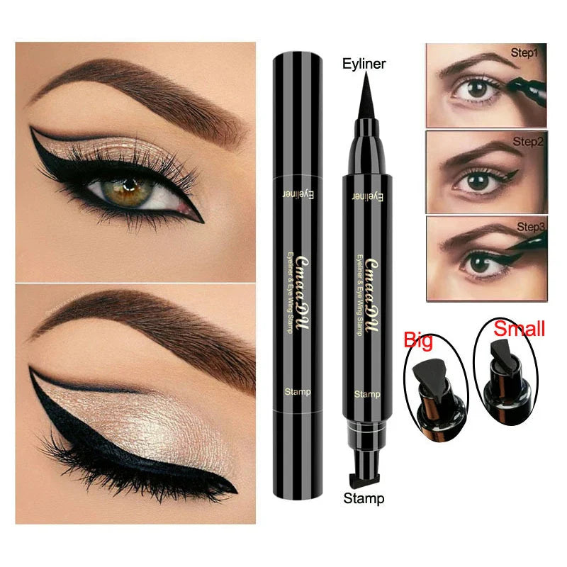 Wodoodporny eyeliner w pisaku, czarny, szybkoschnący, podwójny
